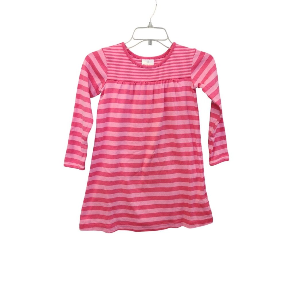 Hanna Andersson Girl 120 7/8 Pink Striped Long Sleeve Dress 3652